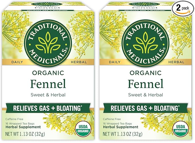 Traditional Medicinals Tea, Organic Fennel, Promotes Healthy Digestion, 16 Tea Bags (Pack of 2)