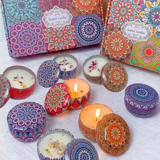 Lavender Scented Candles, Aromatherapy Candles for Home, Long Burn Scented Candles with Lid, Sustainable Use of Tin Boxes