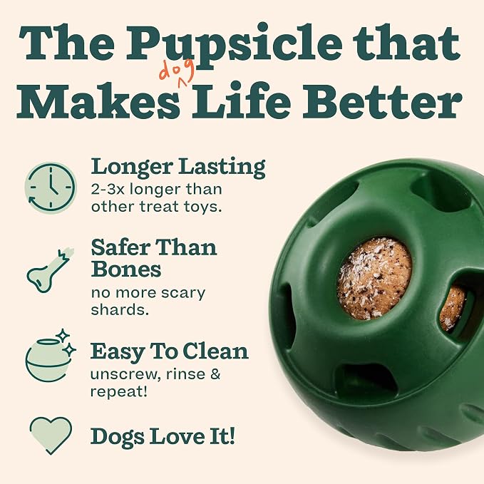 WOOF Pupsicle Dog Treat Toy with Silicone Treat Tray for Dogs 10-25 lbs