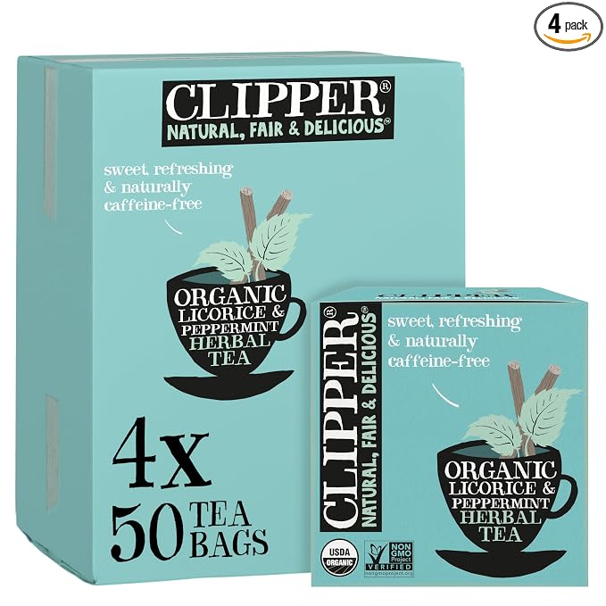 Clipper Organic Licorice & Peppermint Tea, Caffeine Free, 200