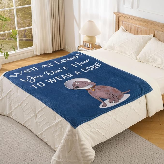 Thinking of You Gifts for Women Men – Get Well Blanket 50x60 Inch, Navy Flannel Comfort Blanket, Sympathy Throw for After Surgery, Chemo, Illness, Recovery