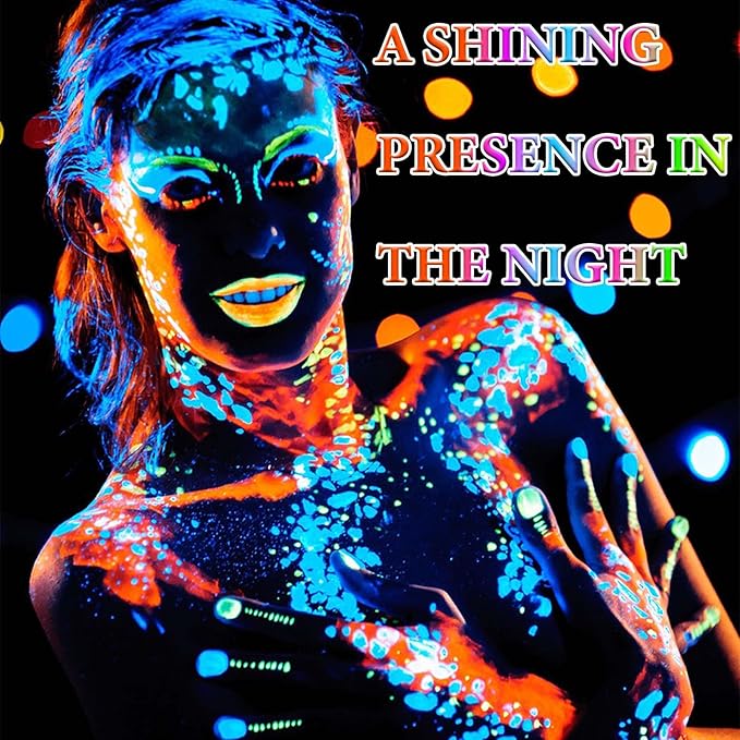 6 PCS Glow in The Dark Face Body Paint Crayons Kit,Professional Neon Face Paint Sticks Long Lasting Waterproof Glow in The Dark Party Supplies for Masquerades Halloween Party Makeup