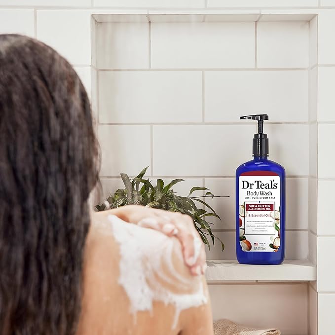Dr Teal's Body Wash with Pure Epsom Salt, with Shea Butter & Almond Oil, 24 fl oz (Pack of 4)