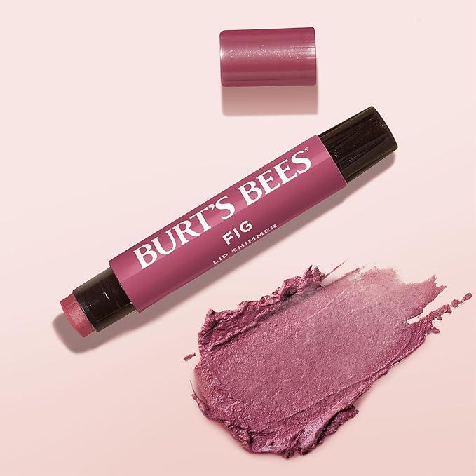Burt's Bees Shimmer Lip Tint Set, Tinted Lip Balm Stick, Moisturizing for All Day Hydration with Natural Origin Glowy Pigmented Finish & Buildable Color, Fig (4-Pack)