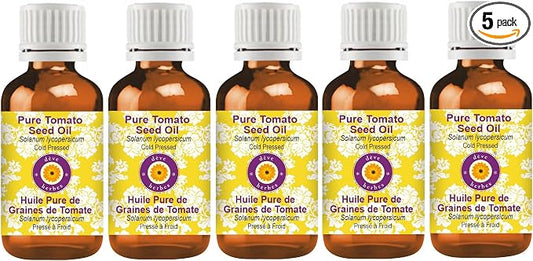 Deve Herbes Pure Tomato Seed Oil (Solanum lycopersicum) Cold Pressed (Pack of Five) 100ml X 5 (16.9 oz)