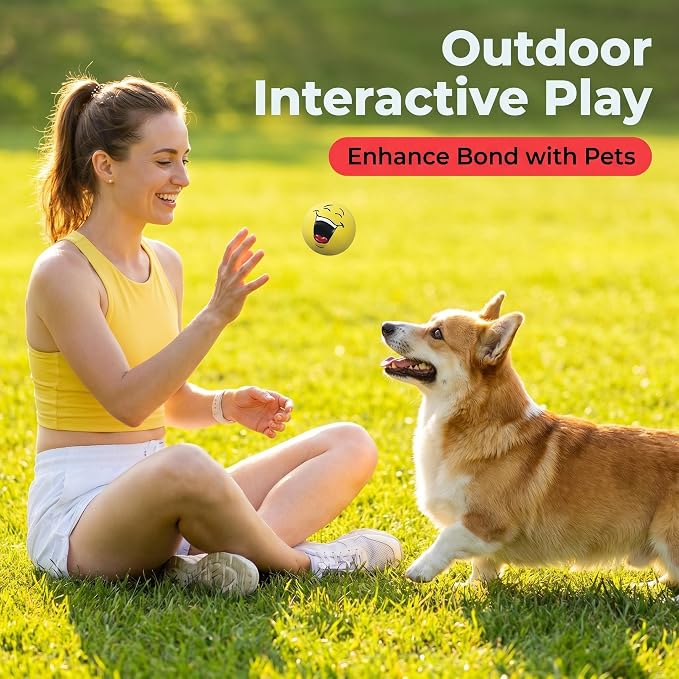 Squeaky Dog Toys, Funny Face Latex Rubber Interactive Dog Balls, Soft Chew Fetch Play Toys for Puppy Small Medium Dogs, 4PCS
