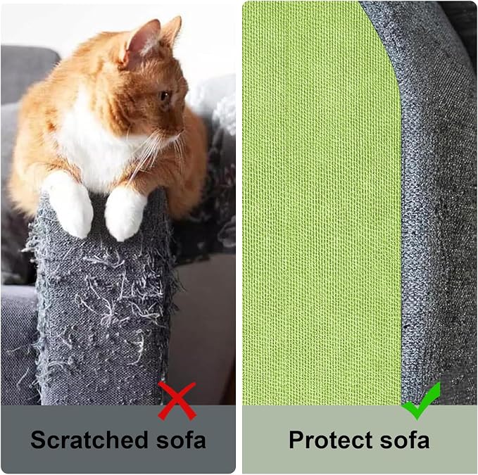Cat Scratch Couch Furniture Protector from Cat Claws, Green, 78.7x15.8In | Self-Adhesive Cat Scratch Pad Deterrent for Furniture, DIY Climbing Cat Scratcher for Sofa Corners, Walls, Doors-with 20 Pins