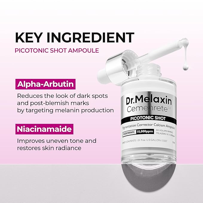 Dr.Melaxin Cemenrete Picotonic Shot Calcium Serum for Firming Density collagen serum Even Skin Tone & Skin Clarity Anti-aging Dark spot care 1.01 fl.oz.