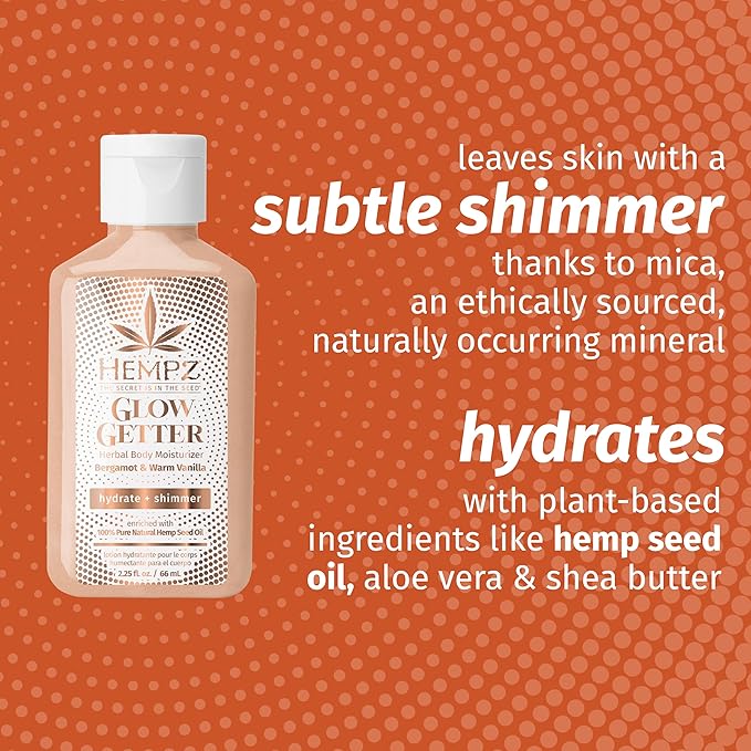 Hempz Frosted Glow Kit, Illuminating Mini Body Lotion and Shimmer Lip Gloss Duo, Limited Edition Glitter Gift Set, 2.25 oz and .44 oz (Pack of 2)
