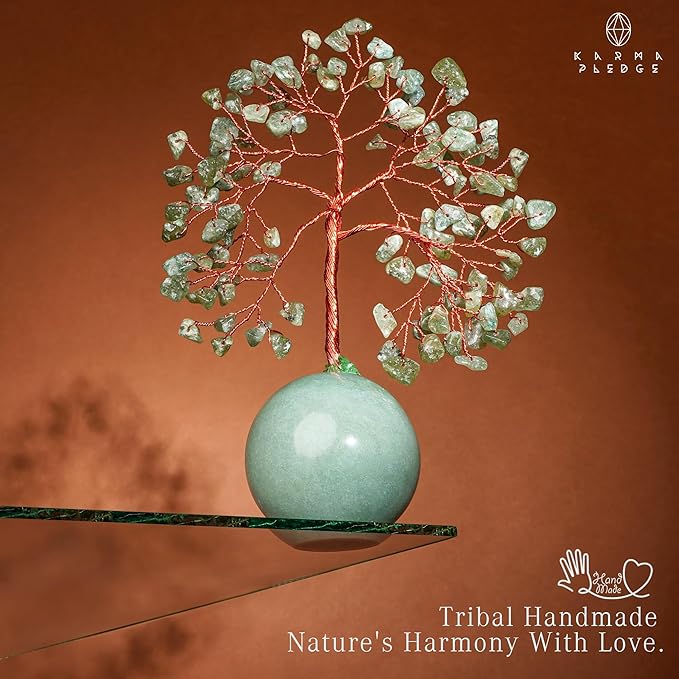 Green Aventurine Crystal Tree of Life Birthday Gifts for Women, Handmade Home Decor, Office, Room Décor, Reiki Healing Crystal Chakra Tree for Money, Positivity, Good Luck Gifts for Her, Mom & Dad