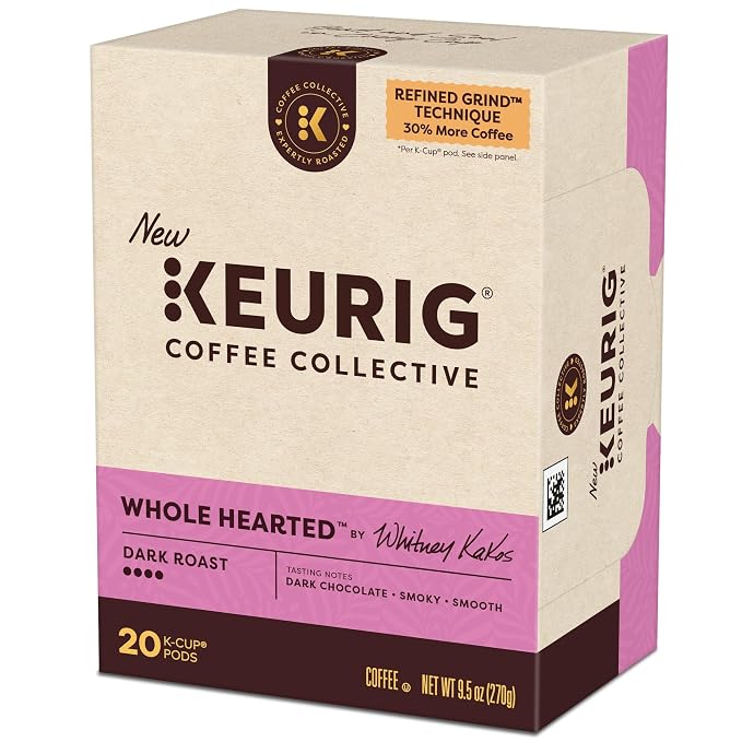 Keurig Coffee Collective, Whole Hearted by Whitney Kakos, Dark Roast Coffee, Single Serve Keurig K-Cup Pods, 20 Count