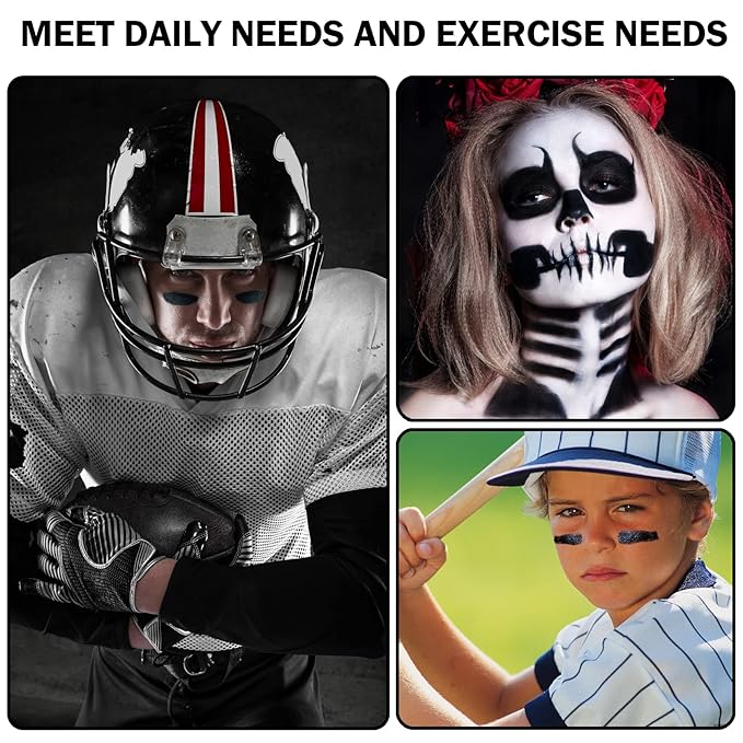 CAHIUYOA 3 Pcs Eye Black Stick for Sports Eye Black Football/Baseball/Softball,EyeBlack Face Body Paint Stick Athletes Sports Clown Black Makeup Halloween Cosplay