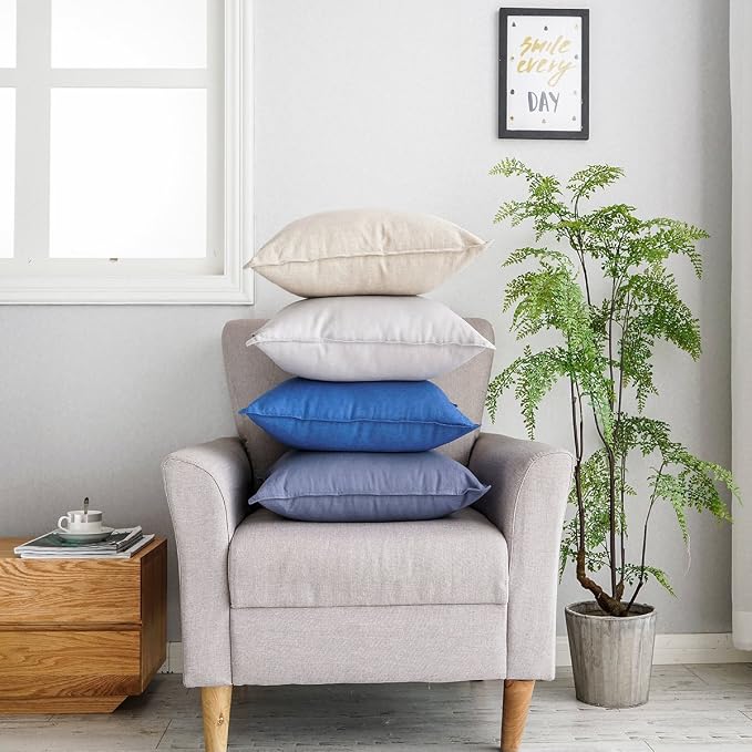 Jeanerlor Cotton Linen Soild Decorative Yellow 12"x20" Lumbar Throw Pillow Case Cushion Cover with Twin Needles Stitch on Edge for Coffee Shop/Bar/Balcony (30 x 50cm)