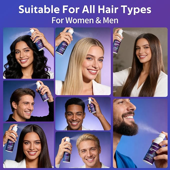 Hair Growth Serum Spray with Rosemary Oil, Biotin & Caffeine, Fast Absorbing Non-Greasy Scalp Serum for Fuller-Looking Hair, Alcohol-Free Nourishing Scalp Spray for Women & Men, 60ml