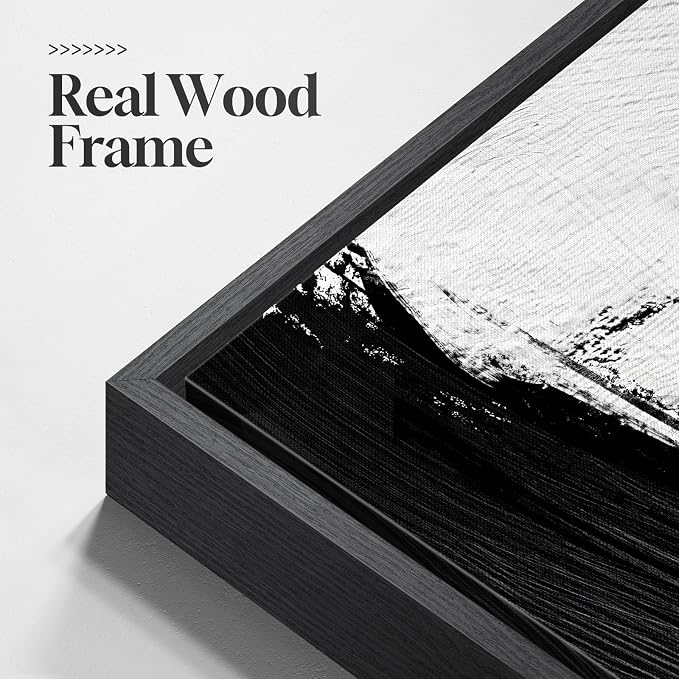 Large Framed Red Black White Abstract Wall Art for Living Room, 3 Piece Modern Canvas Prints Paintings Artwork for Walls, Red Black Minimalist Pictures for Bedroom Hallway Office Wall Decor 24x36 In