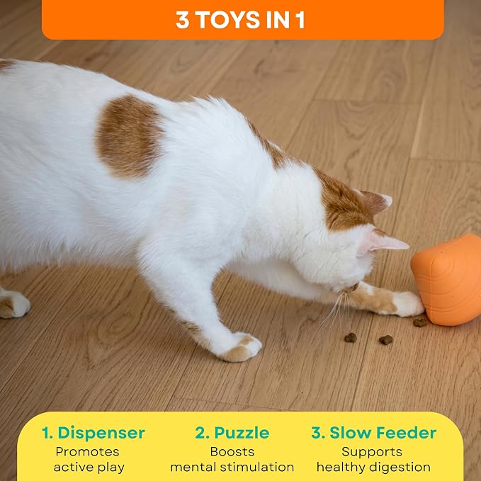 Adjustable Indoor Cat Slow Feeder Toy & Interactive Cat Treat Dispenser Toy