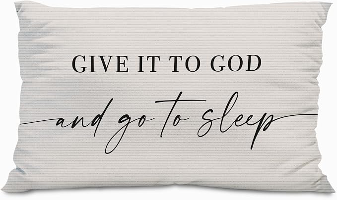 Give It to God and Go to Sleep, Decorative Corduroy Pillows Cover for Bed,Corduroy Pillows Cover for Bed,12x20 Inch Pillow Case,Decorative Corduroy Pillows Cover for Room（Cream 12" x 20"）