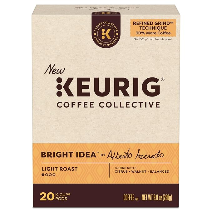Keurig Coffee Collective, Bright Idea by Alberto Azeredo, Light Roast Coffee, Single Serve Keurig K-Cup Pods, 20 Count