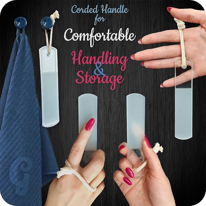 GLADZY Genuine Czech Glass Nail File Set - Callus Remover Foot Rasp, Double Sided Different Grit Surface, Professional Manicure and Pedicure Tools for Natural Nails, Nail Shaper, Ethically Made in EU