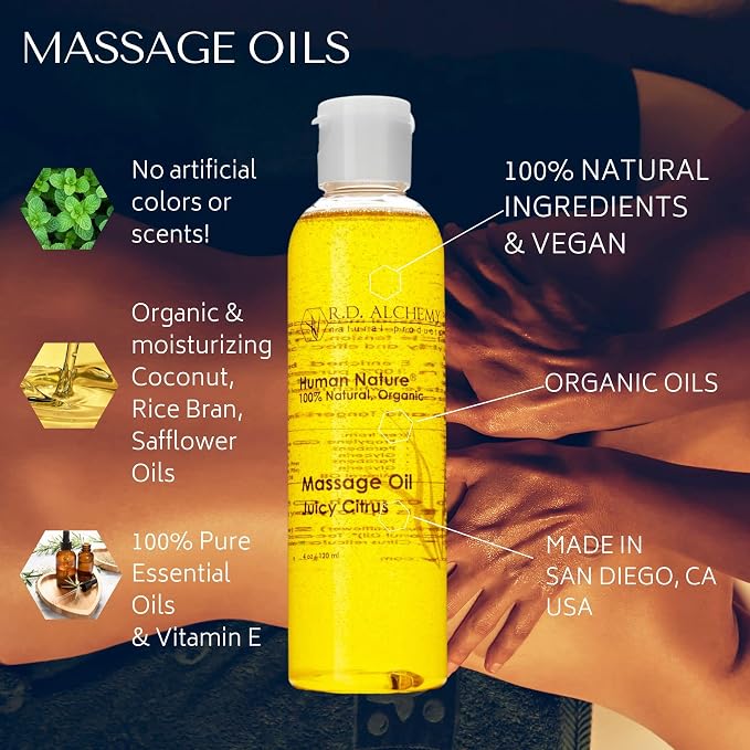 RD Alchemy - 100% Natural & Organic Edible Massage Oil - Sweet & Spicy Flavor: Spicy Vanilla - Lightweight, Silky Smooth Massage Oil with Natural Oils for a Soft, Sensual Glide and Mild Taste!