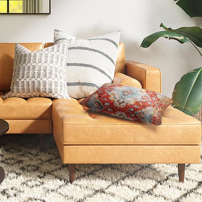 Snycler Boho Throw Pillow Covers 12x20 inch Set of 2 Boho Rug Carpet Double Sided Pattern Cotton Soft Pillow Case Cushion Cover Pillowcase for Couch Sofa Bed Decorative (Orange)