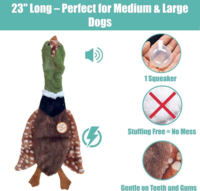 SPOT Skinneeez Crinklers Bird- Stuffing-Free Dog Toy with Crinkle and Squeaker Sounds, Durable Tug Toy for Moderate Chewers, Ideal for Medium and Large Dogs, Assorted Styles, 23 in