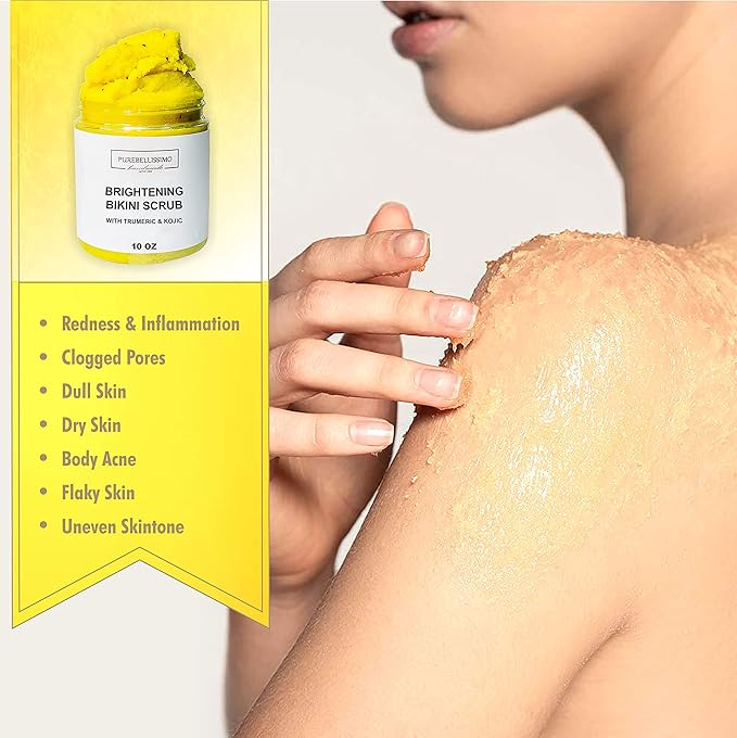 Turmeric Body Scrub for Smooth, Radiant-Looking Skin – Natural Exfoliating Sugar Scrub with Turmeric – Gentle Body Care for Dull, Uneven-Looking Skin – 10 oz – PureBellissimo
