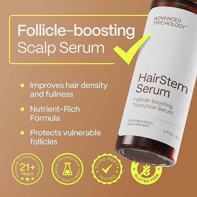 HairStem Follicle-boosting Triceutical Serum for Thicker Fuller Hair | Triple-Action, Multi-Zonal Topical Serum for Hormonal, Nutritional, and Inflammatory-Related Hair (Pack of 2)
