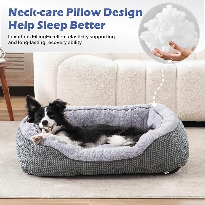 Dog Bed for Small Dogs - Washable, Orthopedic, Calming & Warming - Durable Pet Bed with Anti-Slip Bottom (25"x21"x8")