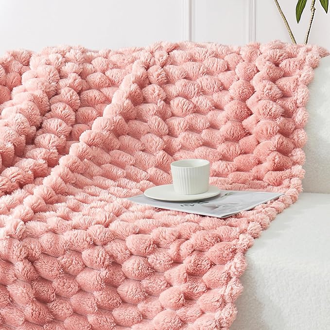 Whale Flotilla Soft Fleece Throw Blanket for Couch & Bed 3D Jacquard, Pink | Super Cozy Lightweight Plush Fluffy Throw, Luxury Decorative All‑Season Couch Cover Blanket for Sofa & Office Chair, 50"x60"