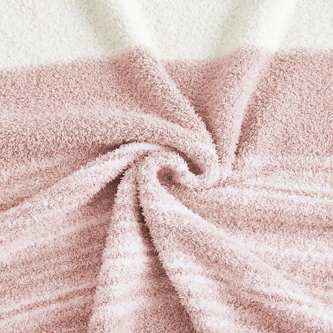 Soft Throw Blanket for Couch-Cozy Reversible Knitted Blankets | Lightweight Warm Fluffy Decor for Women, Mom, Her & Girls, Sofa, Chair, Bed, 50x70in, Pink Stripe