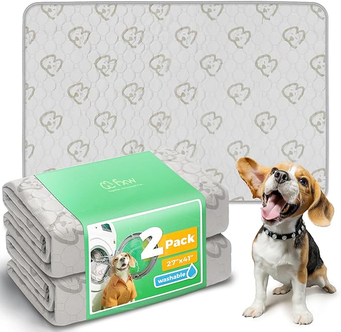 FXW Washable Pee Pads for Dogs, Super Absorbent, 27" x 41", 2 Packs | Machine washable, Non-slip backing