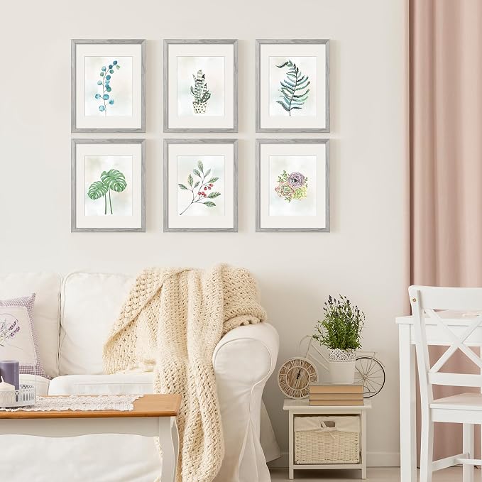 upsimples 11x14 Picture Frame, Gallery Wall Frames Set of 5, Gray | Photo Frame Collage Wall Decor, 11 x 14 Frame, 8x10 Frame with Mat for Family, Baby, Hallway, Diamond, Christmas