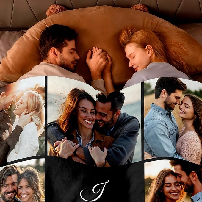 SHIPS NEXT DAY Custom Blanket with Picture Text Personalized Throws Blanket with Photos Customize Blanket Customizable Blankets Customized Gifts for Mom Dad Couple Girlfriend Boyfriend Wife Husband