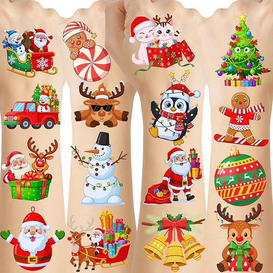 Christmas Temporary Tattoos - 60Pcs Christmas Decorations Stickers Xmas Party Decorations Party Favors Supplies Decor Accessories Craft Santa Claus Reindeer Winter Gift Idea For Kids Youth Adult