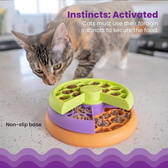 Catstages Kitty Lickin' Layers Interactive Cat Slow Feeder Treat Puzzle Toy, Dry or Wet Food, Mental Stimulation, Foraging Toy with 80+ Compartments (Pack of 12)