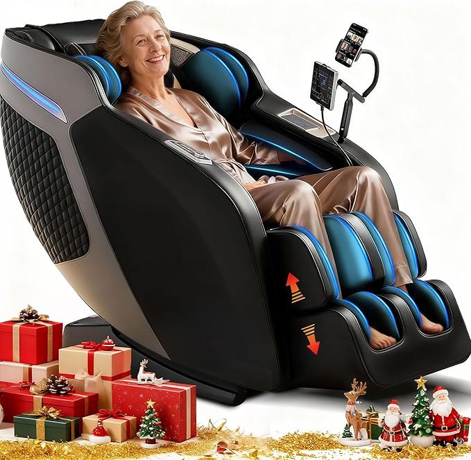 4D Massage Chair Full Body, 55" SL-Track Shiatsu Massage Zero Gravity Recliner Chair W/ Waist & Calves Heat, 18 Modes, 35 Airbags, Body Scan, Calfrest Extension, Foot Rollers, AI & APP Gift for Family
