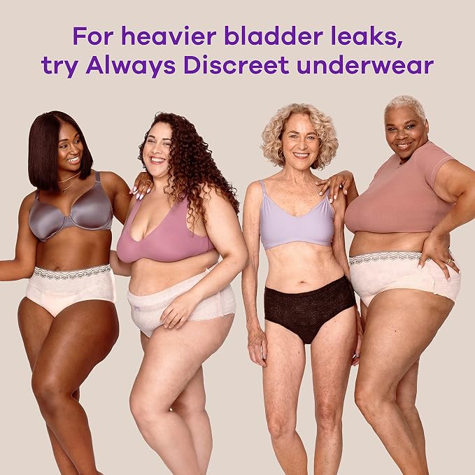Always Discreet Incontinence Panty Liners for Bladder Leaks, Size 2, Very Light Absorbency, 120 Count (Pack of 2)