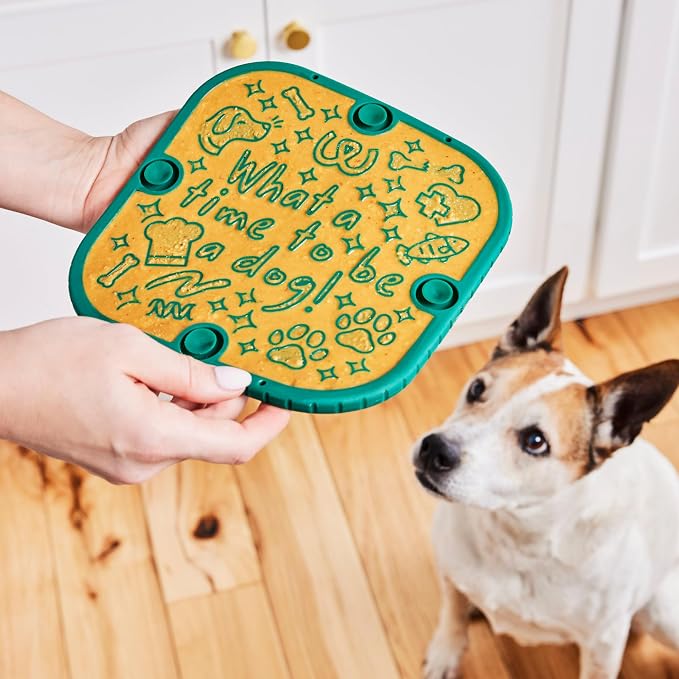 Woof FlipMat, Dual-Sided Dog Lick Mat & Slow Feeder, Green