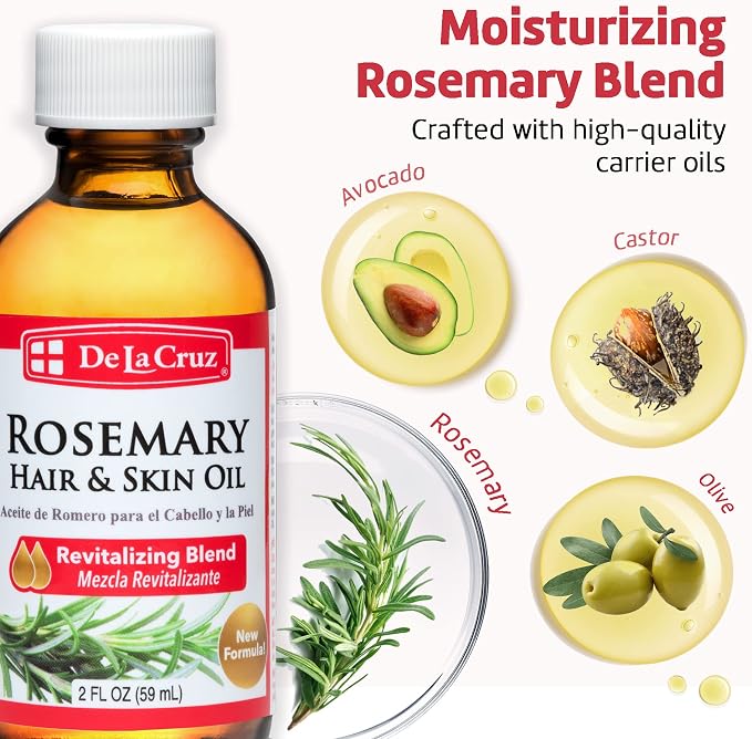 Rosemary Oil Blend Moisturizer with Castor, Avocado and Olive Oil - Topical Use Only 8 FL. OZ. (236 mL)