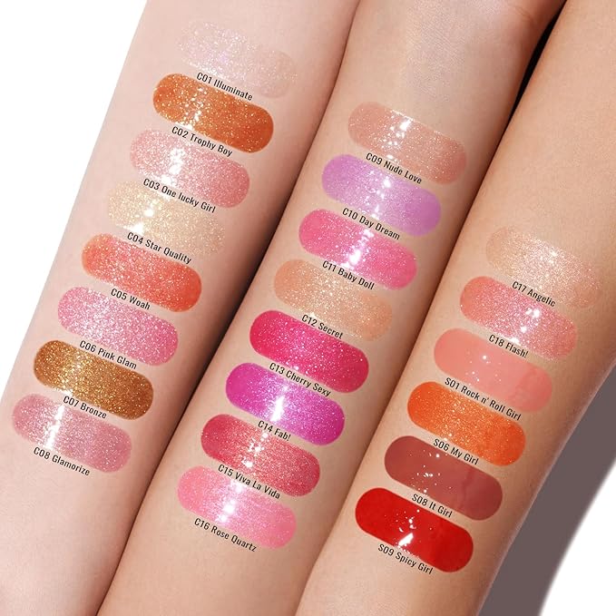 Oulac Pink Shimmer Liquid Lipstick High-Shine Glitter Lip Gloss for Women Shimmer Non-Sticky Glossy Finish Liquid Lipstick Hydrating Lip Gloss Fuller-looking Lip Makeup Vegan & Cruelty-Free 11