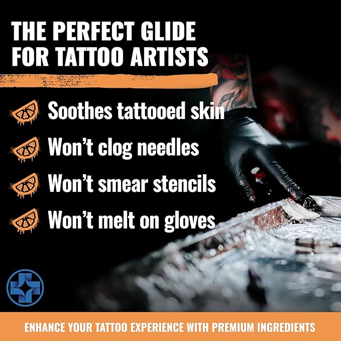 Saniderm Tattoo Glide (4 oz) – Dreamsicle, Naturally Scented with Orange and Vanilla Essential Oils, Made with Premium Ingredients – Use During and After the Tattoo Process – Soft, Whipped Texture