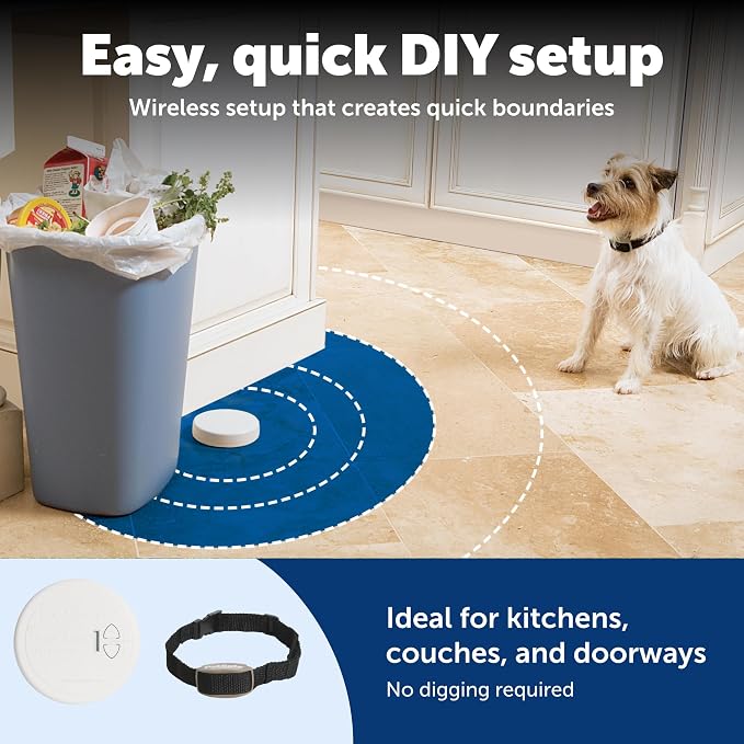 PetSafe Pawz Away Indoor Wireless Pet Barrier, Electric Training System for Dogs & Cats with Receiver Collar | Keeps Pets from Restricted Areas, Static Correction, Covers 6 ft Radius/12 ft Diameter, Dogs & Cats 5 lb+, Fits Neck 6-28 in