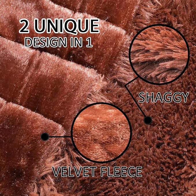 YUSOKI Long Faux Fur King Size Blanket, Brown, 90" x 104" | Ultra Soft, Lightweight for All Season Use, stays fluffy after repeated washes, Perfect Gifts, Machine Washable
