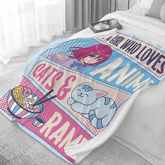 Just A Girl Anime Blanket Gifts for Girls - Kawaii Anime Decor Flannel Blanket, Luxurious Warm and Cozy, L 60X80 Inch, Most People's Choice