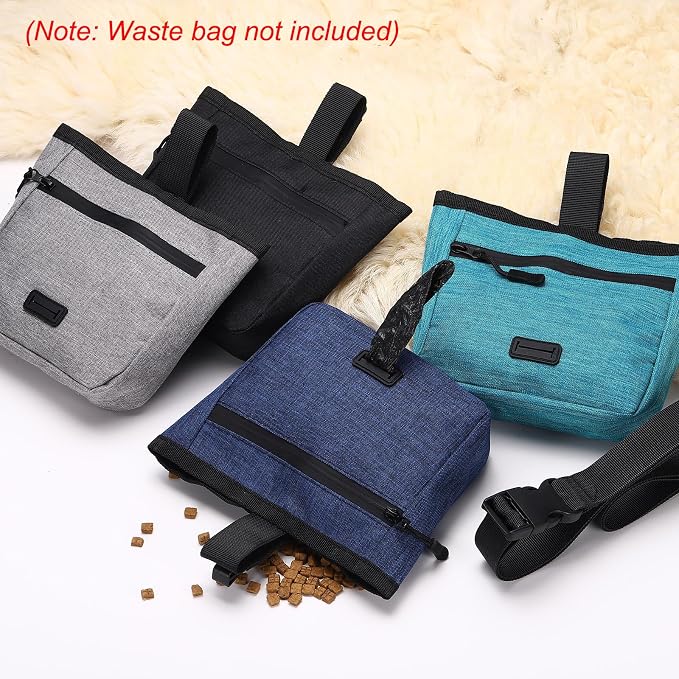 Dog Treat Pouch, Pet Puppies Pouch for Dog Training Behavior Small Fanny Zipper Holder with Belt Portable Reusable (1Pcs, Navy Blue), for Outdoor/Walking/Pets Feed Snack Reward