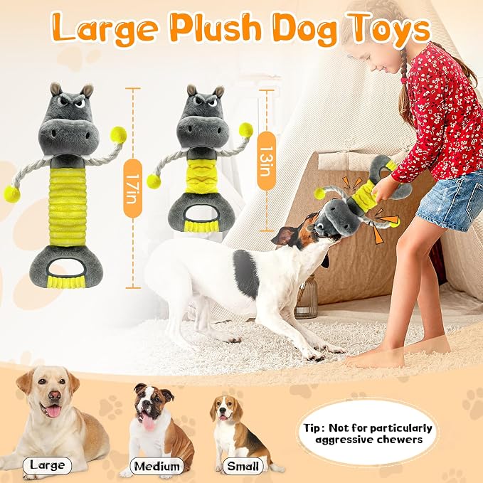Fuufome Large Squeaky Plush Dog Toys for Small, Medium, and Large Dogs Daily Companionship, Training, Tug of War Puppy Toys to Keep Them Busy