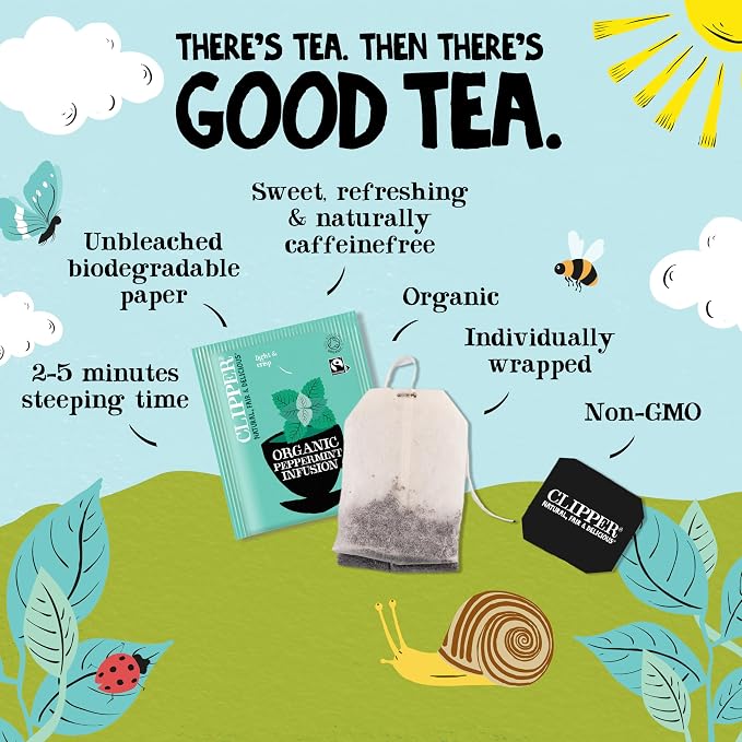 Clipper Organic Peppermint Tea Bags, Caffeine Free, 250 Bags