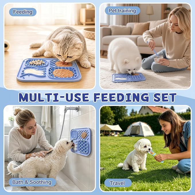 AZY 3-Piece Slow Feeder Cat Bowl Set with Strong Suction Cups