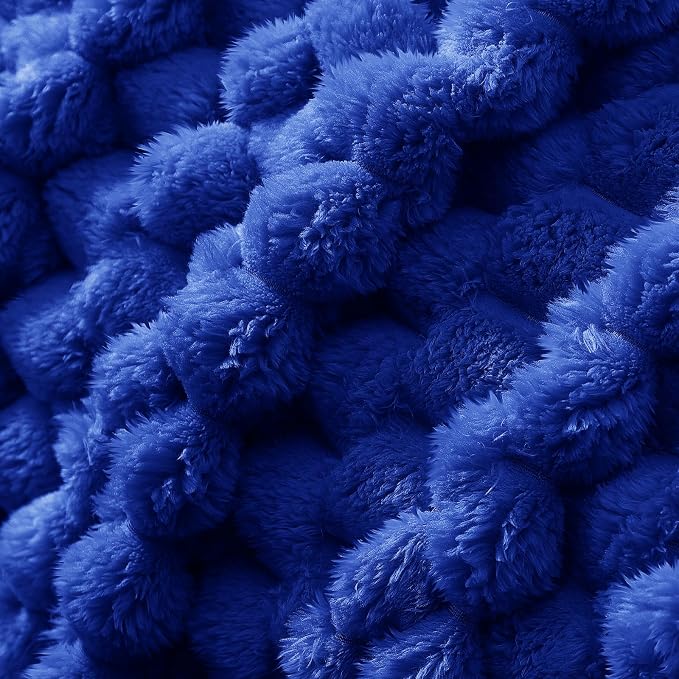 Whale Flotilla Soft Fleece Queen Size Bed Blanket Luxury 3D Jacquard, Blue | Lightweight Breathable Coverlet Bedspread for All Seasons, Super Cozy Plush Fluffy Fuzzy Decorative Blanket for Bed, 90"x90"